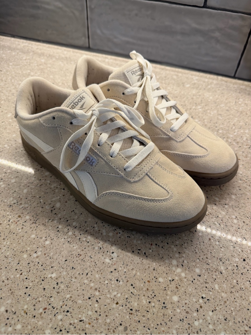 Reebok Women's Suede Low-Top Sneakers in Cream and Brown